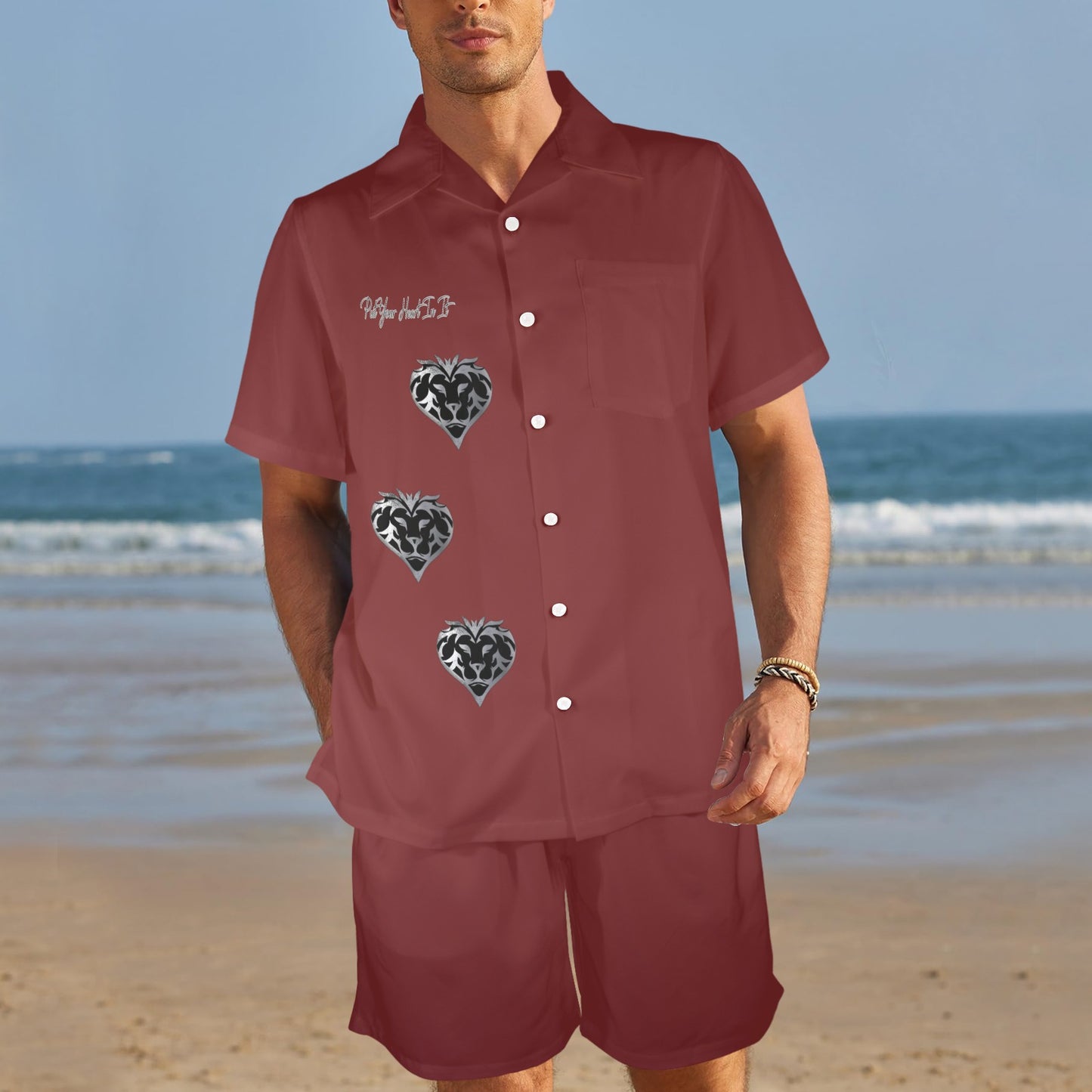 Put Your Heart In It Button Down Set (Ruby Red)
