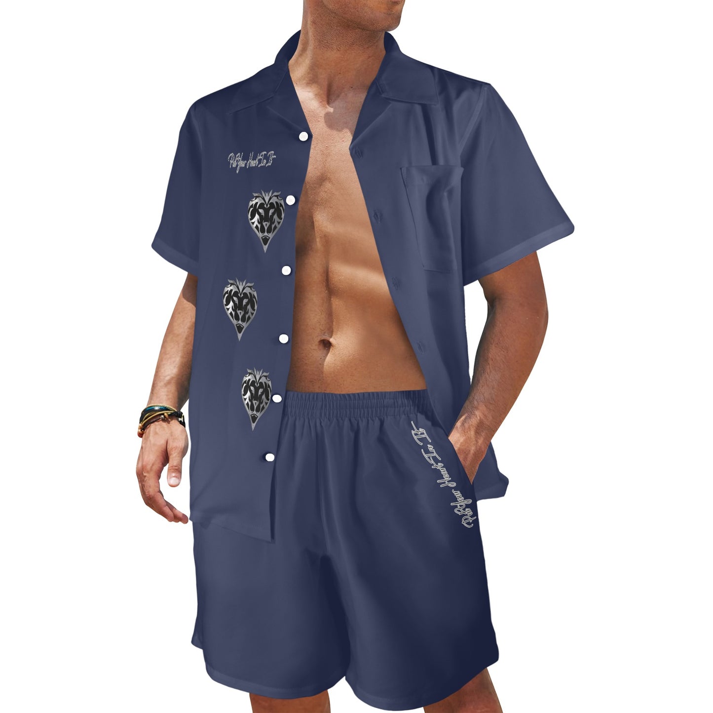 Put Your Heart In It Button Down Set (Royal Blue)