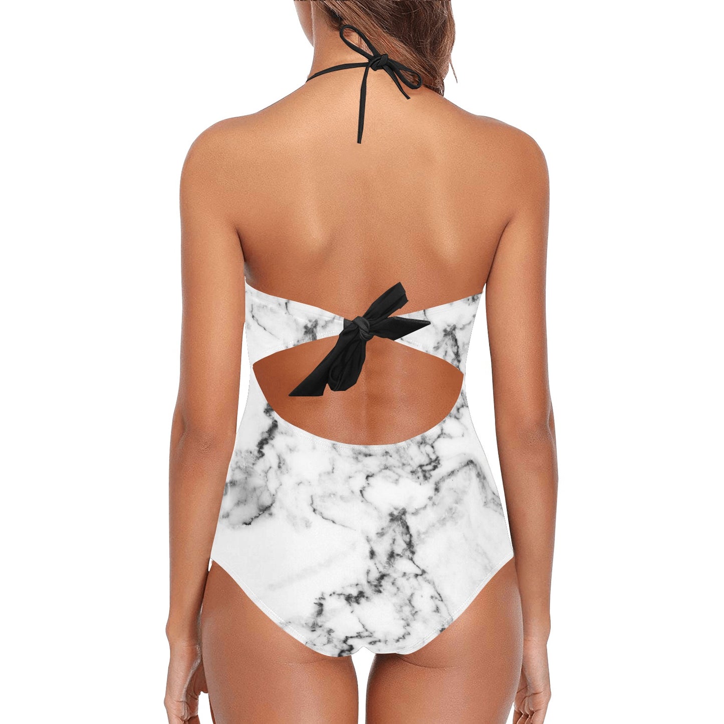 White Marble RMFP (BS) Lace Band Embossing Swimsuit