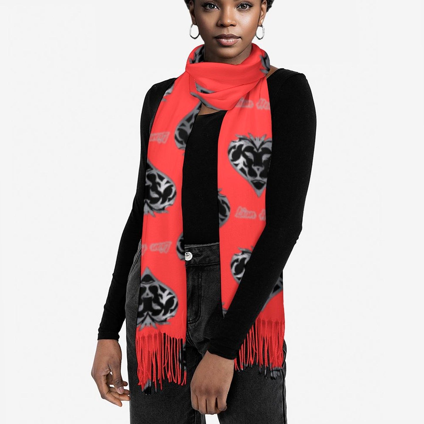 Lion Heart Tassel scarf (Ruby Red)