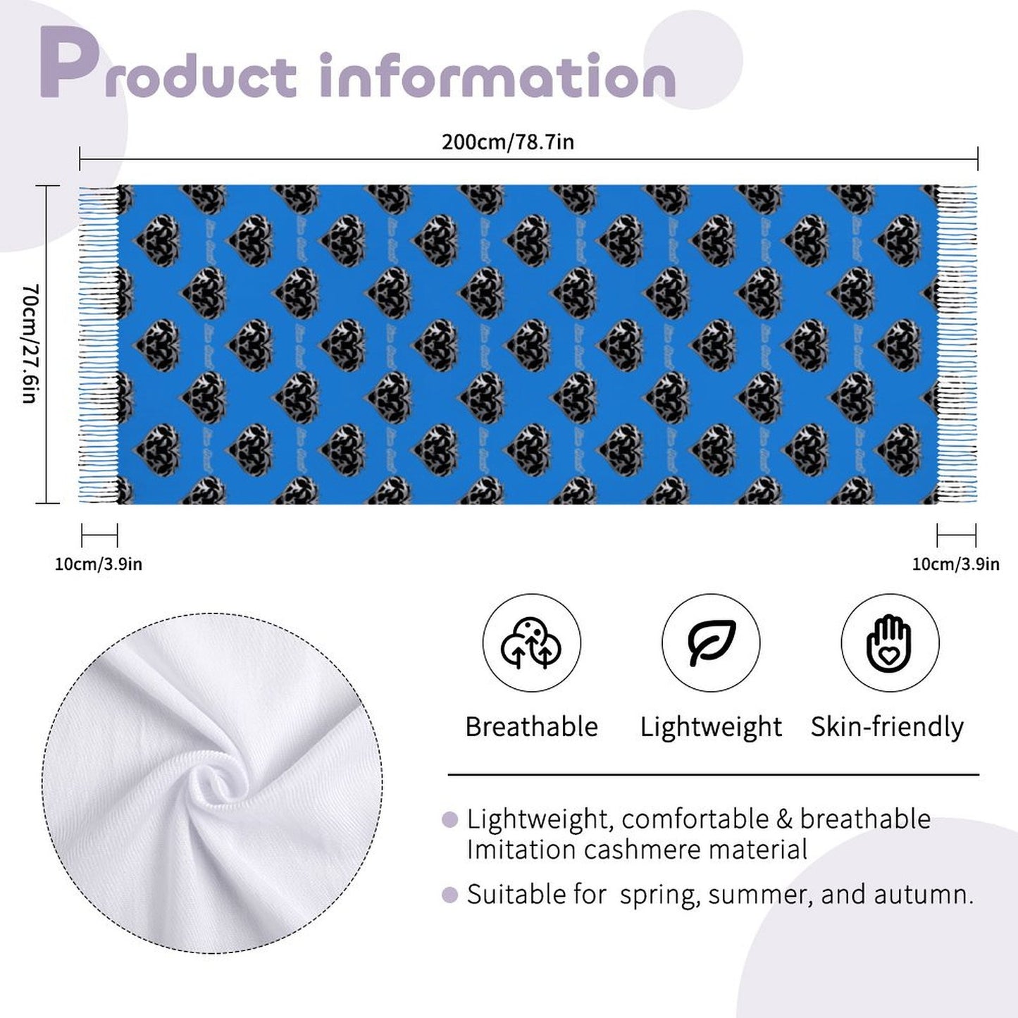 Lion Heart Tassel scarf (Royal Blue)