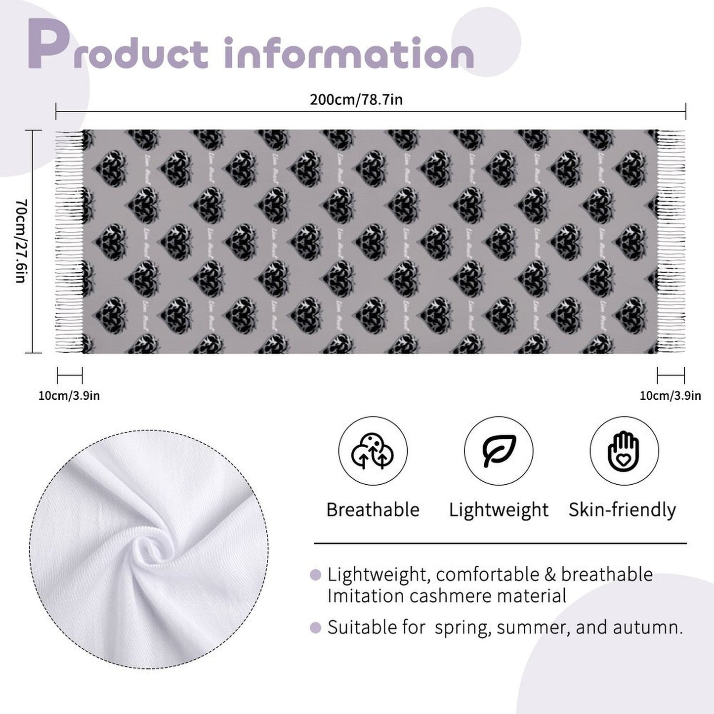 Lion Heart Tassel scarf (Platinum)