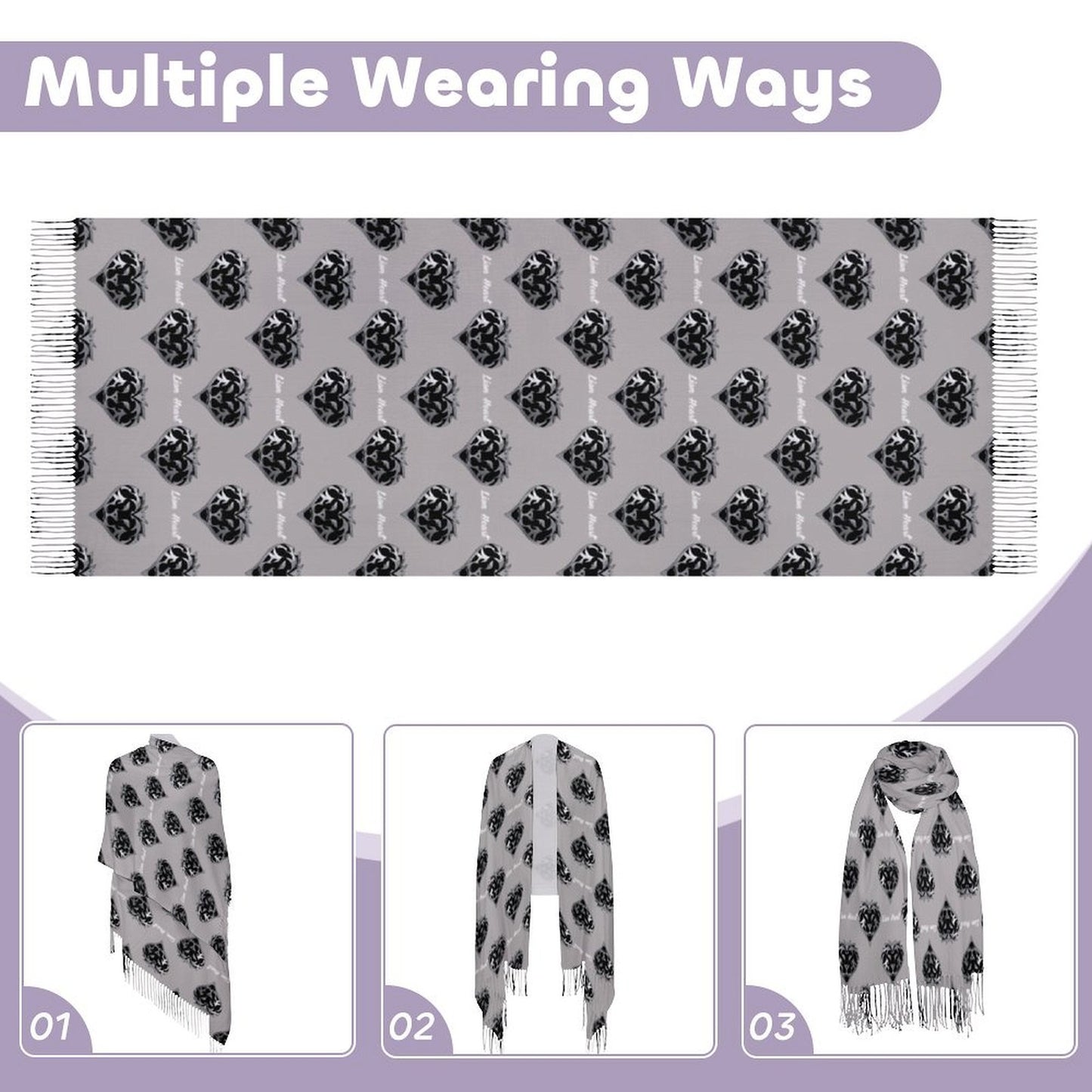 Lion Heart Tassel scarf (Platinum)