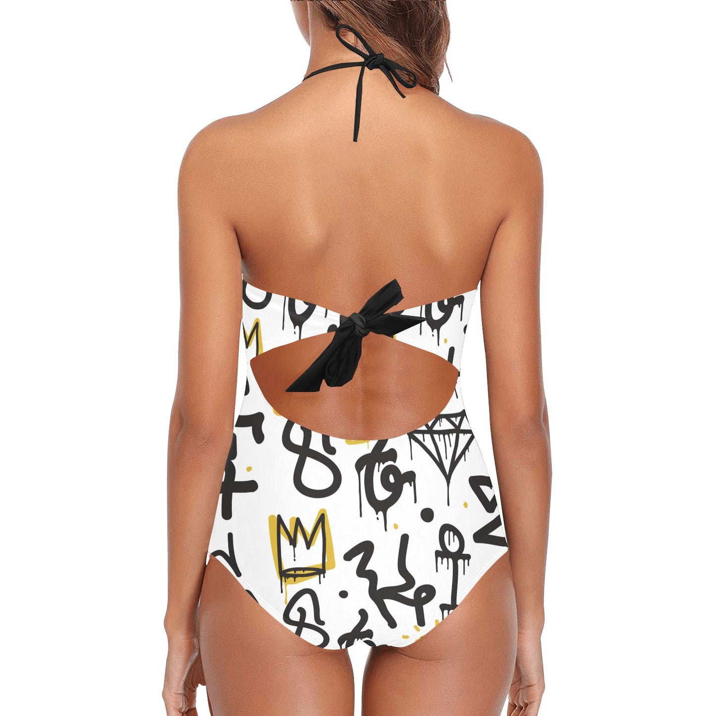Abstract Art RMFP Lace Band Embossing Swimsuit