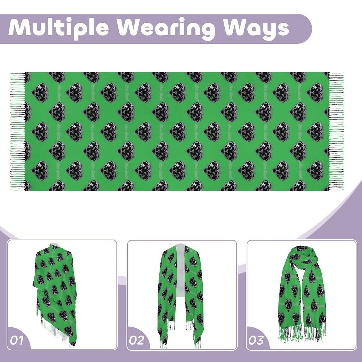 Lion Heart Tassel scarf (Emerald)