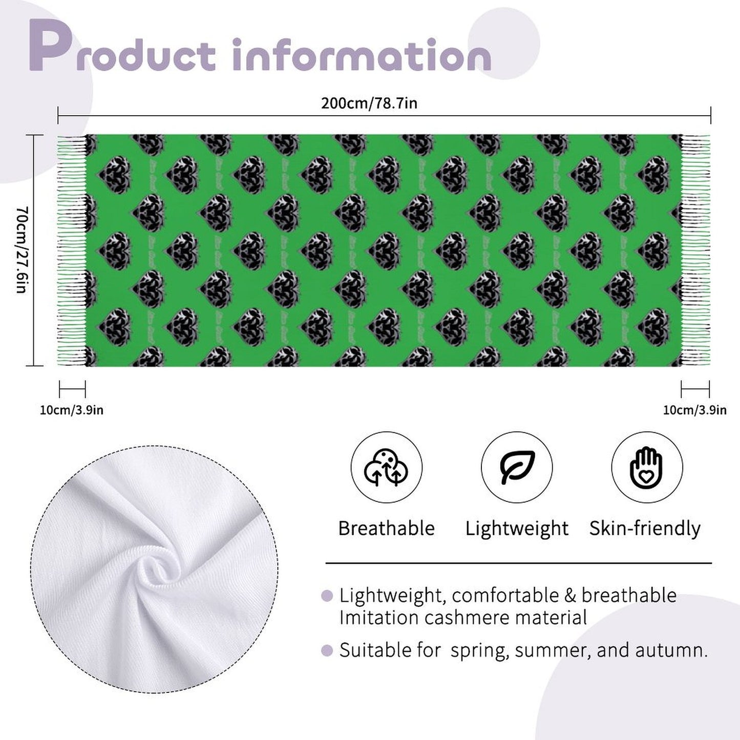 Lion Heart Tassel scarf (Emerald)