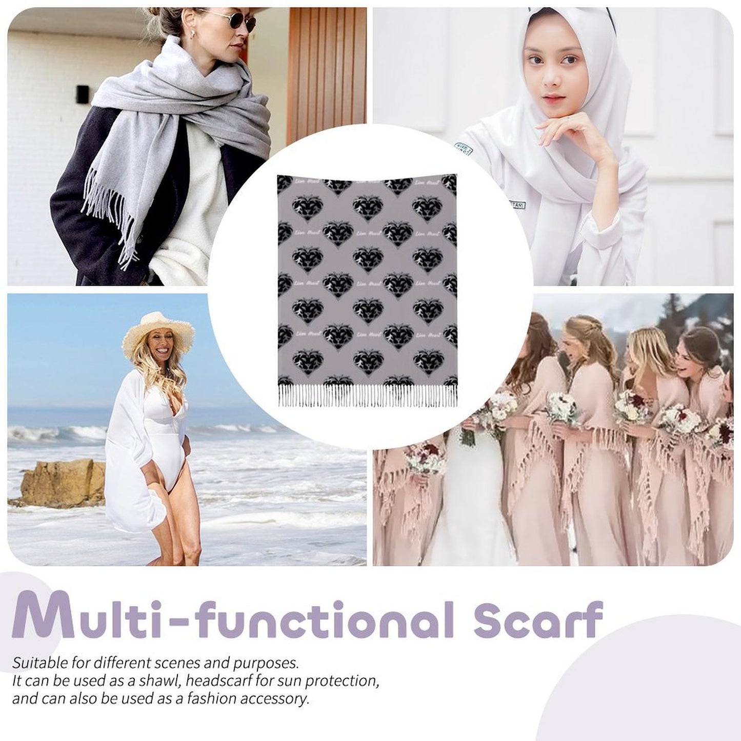 Lion Heart Tassel scarf (Platinum)