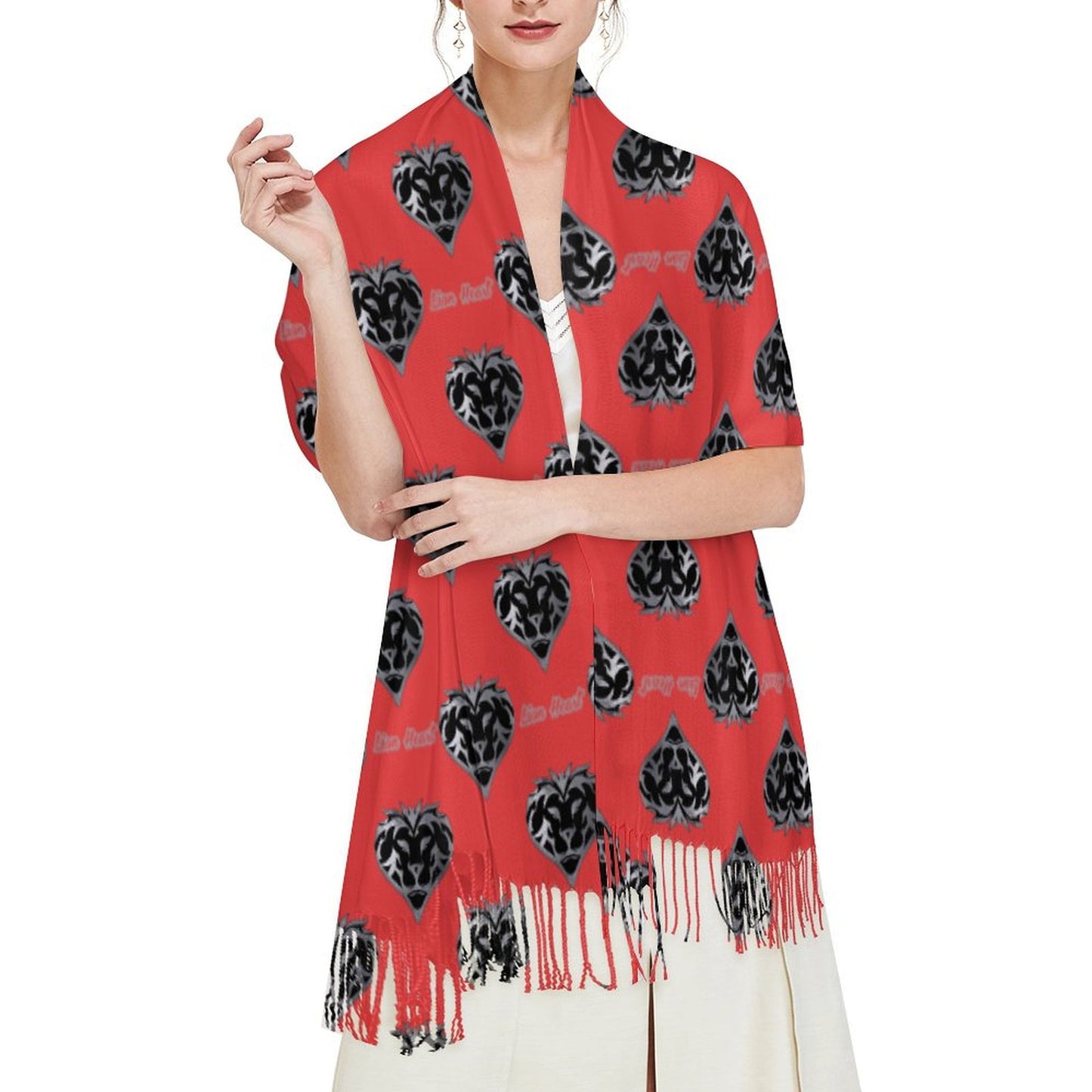 Lion Heart Tassel scarf (Ruby Red)