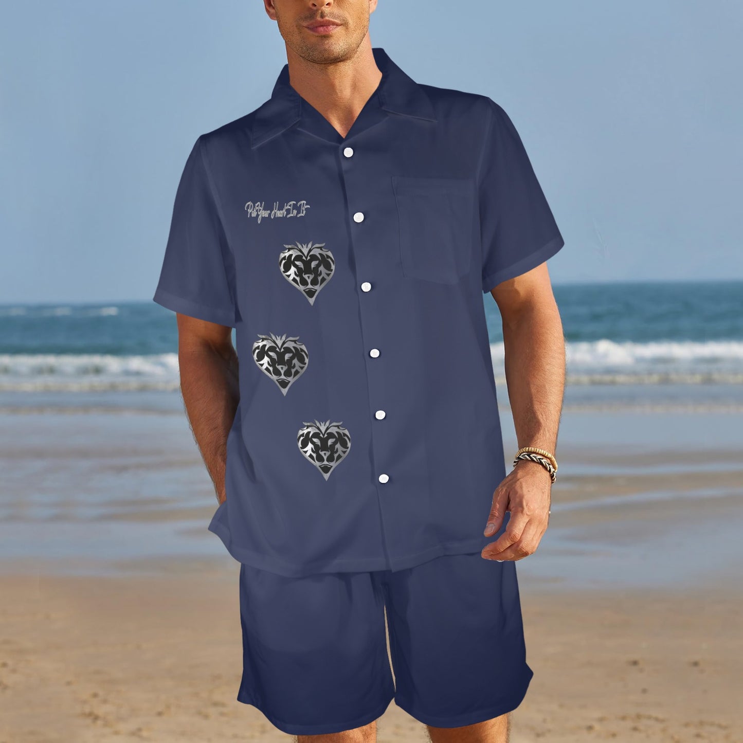 Put Your Heart In It Button Down Set (Royal Blue)