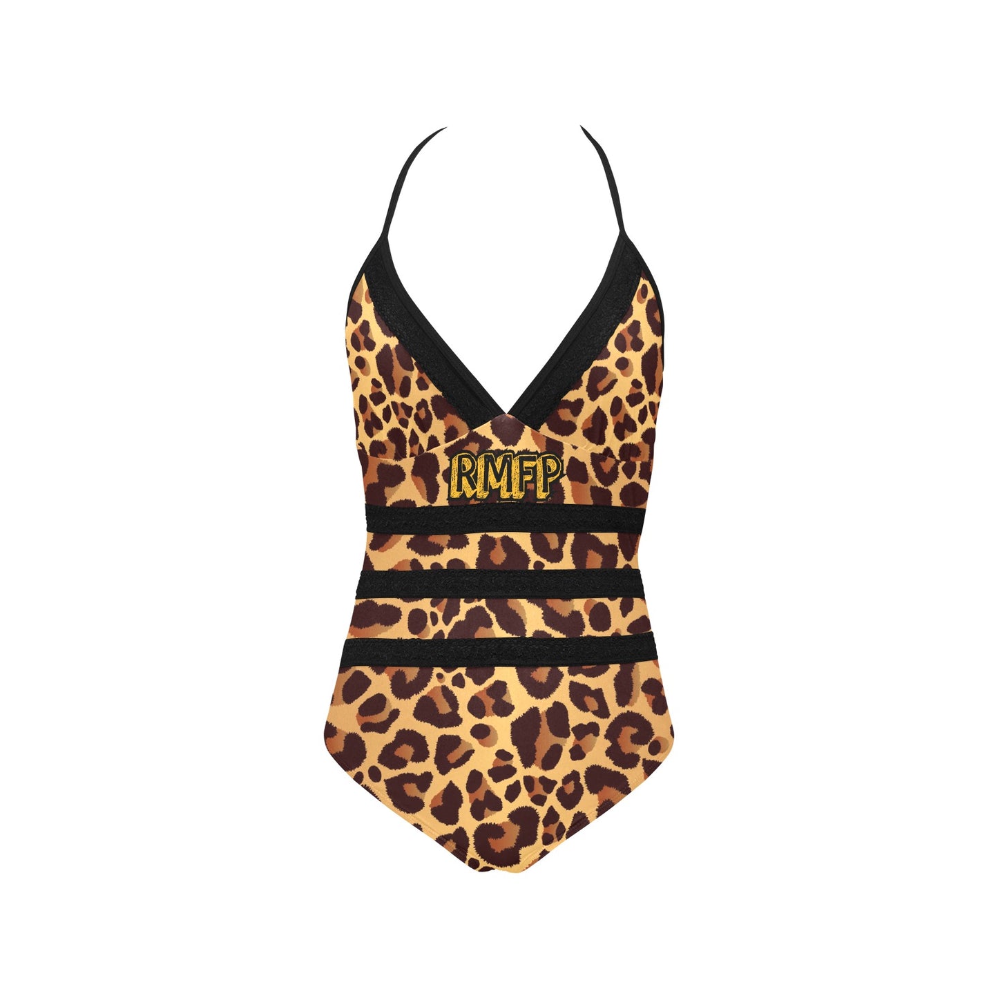 Leopard Print RMFP Lace Band Embossing Swimsuit