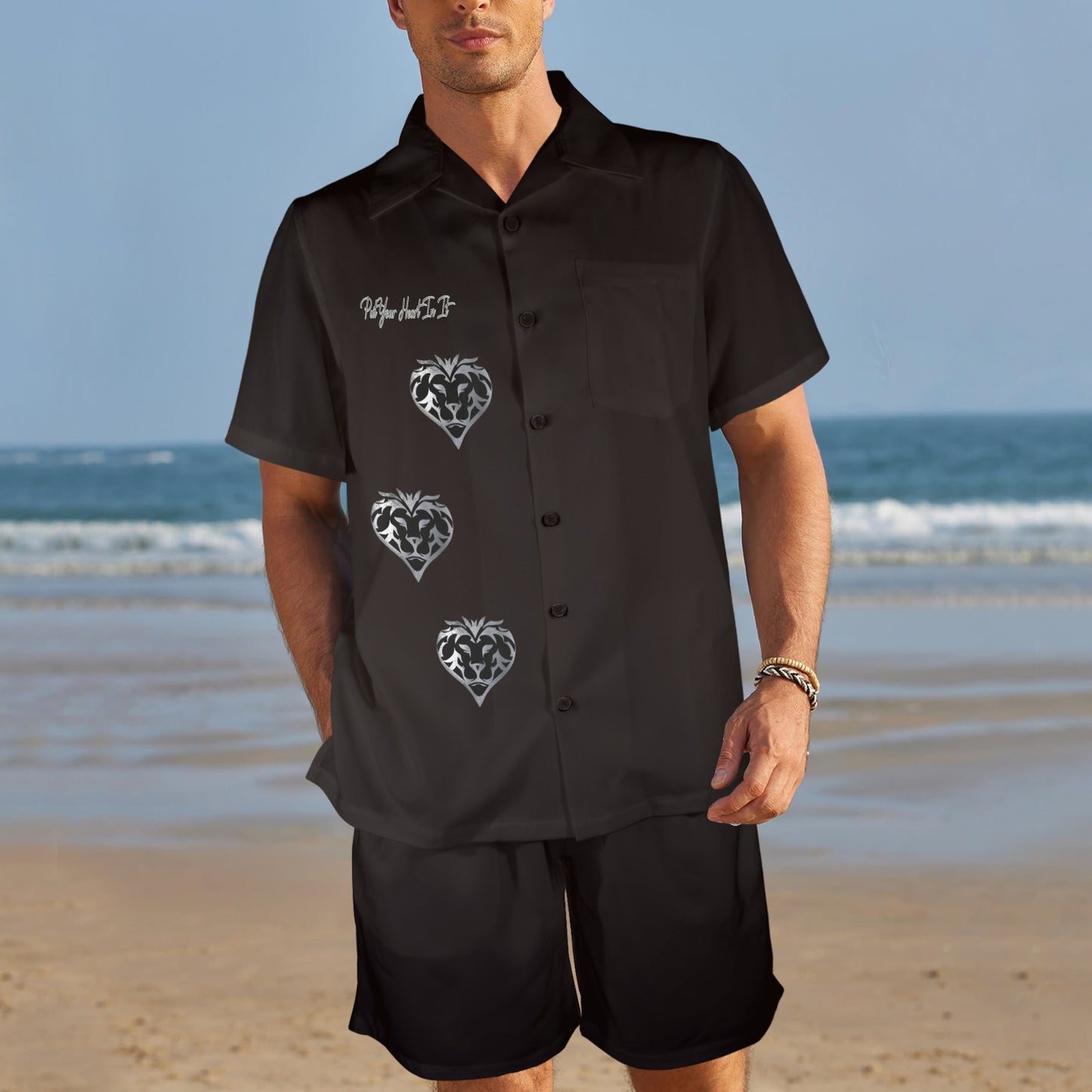 Put Your Heart In It Button Up Set (Onyx)