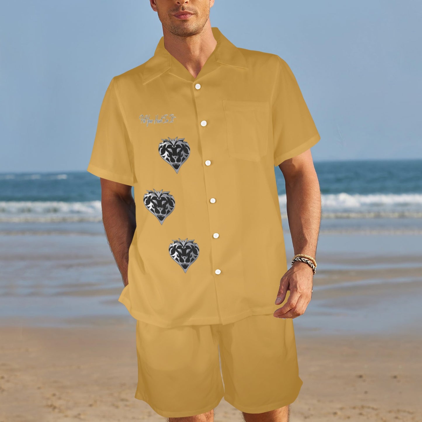 Put Your Heart In It Button Down Set (Gold)