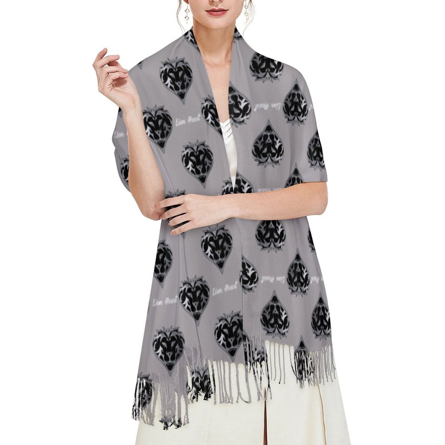 Lion Heart Tassel scarf (Platinum)