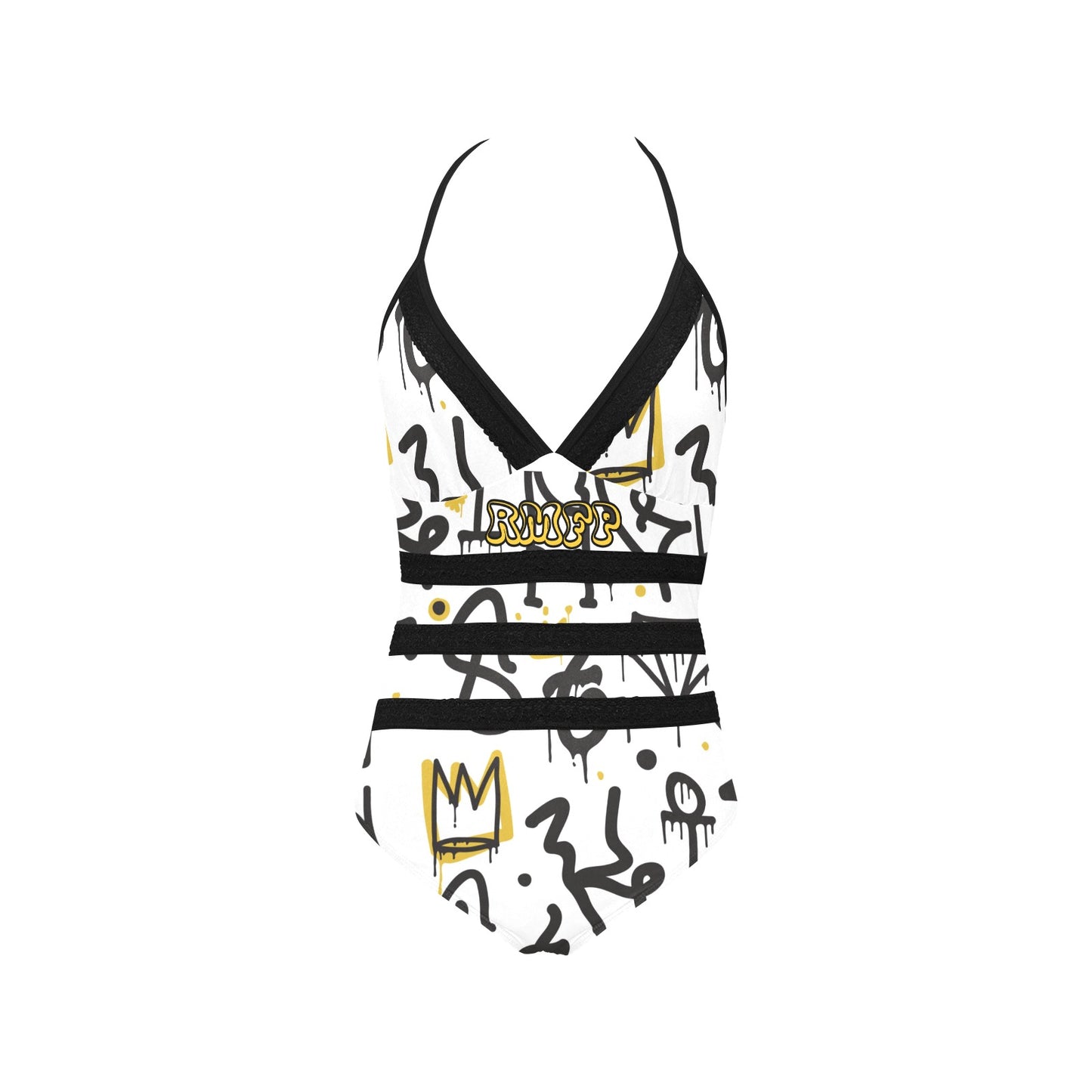 Abstract Art RMFP Lace Band Embossing Swimsuit