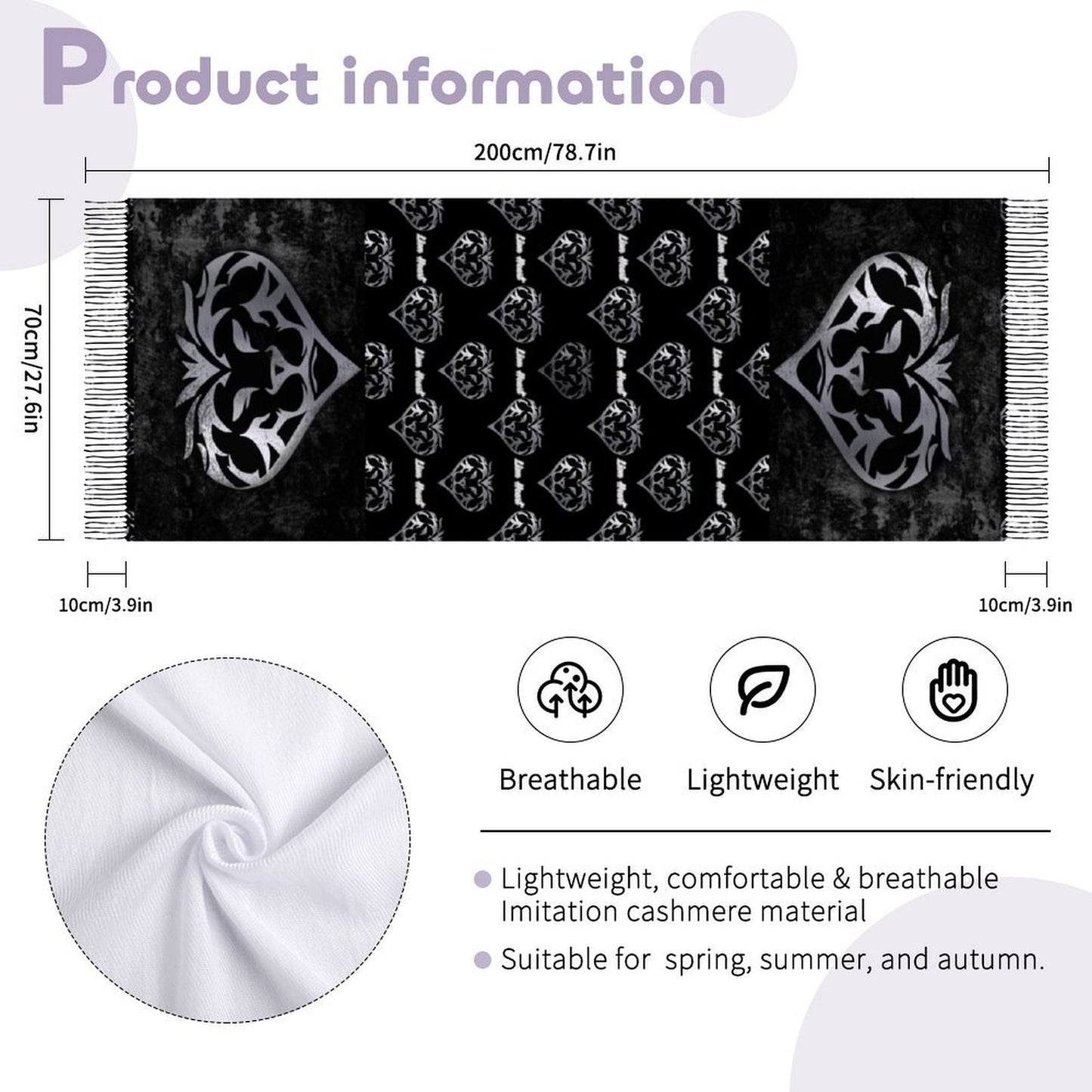 Lion Heart Tassel scarf (Onyx)